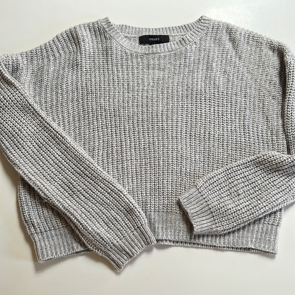 Forever 21 Sweaters - Forever 21 - Cropped Gray Crewneck Sweater